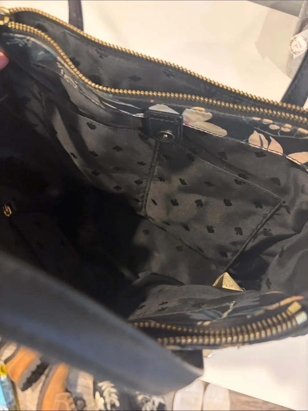 kate spade Wilson botanical satchel black floral print